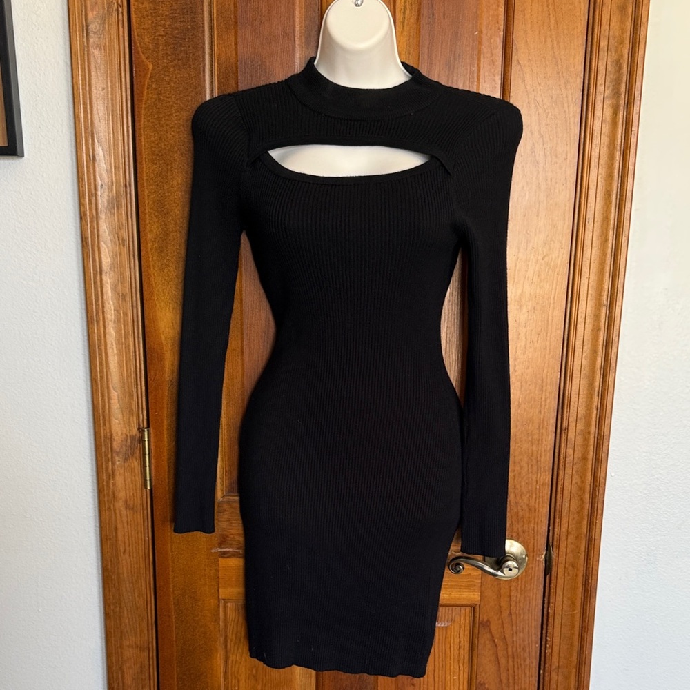 Derek Heart Black Long Sleeve Cut-Out Dress